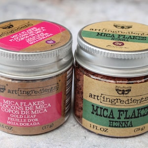 Mica Flakes Finnabair Art Ingredients Gold 0.6 oz or Henna 1 oz jar