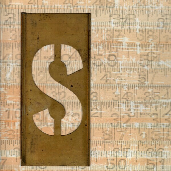 Brass Stencil of the letter S 4 inch stencil ready to alter or collage