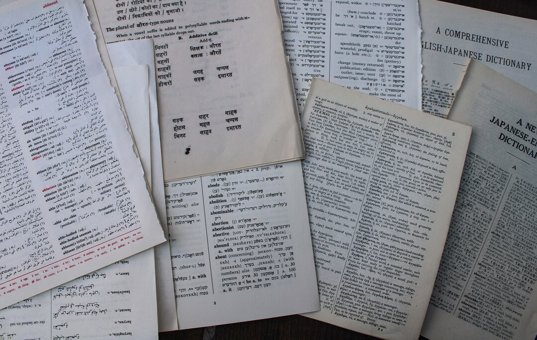 Dictionary Many Language Translation 50 Book Pages Japanese, Hawaiian ...