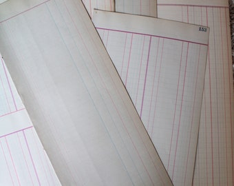 10 Blank Vintage Ledger Paper Original Pages Antique Collage Paper Ephemera