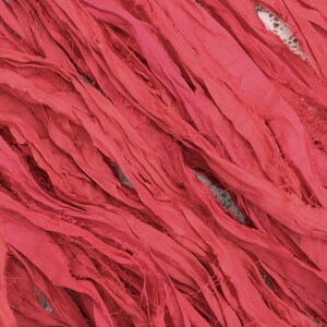 Silk Sari Ribbon Red Full Skein or 10 yards from India zdjęcie 3