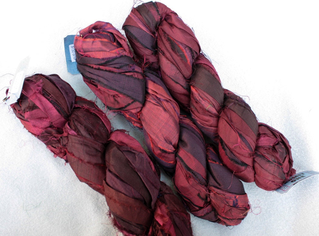 Sari Silk Ribbon / Raw Edge Ribbon / Recycled Sari Silks / Artisan Ribbon  /weaving / Art Yarn Supplies / Gift Wrapping/ Bouquet Ribbon 