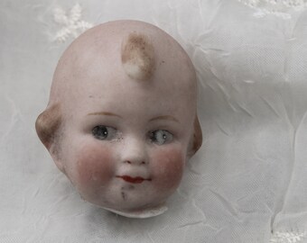 Broken Baby Doll Head Antique Unglazed Painted Porcelain German