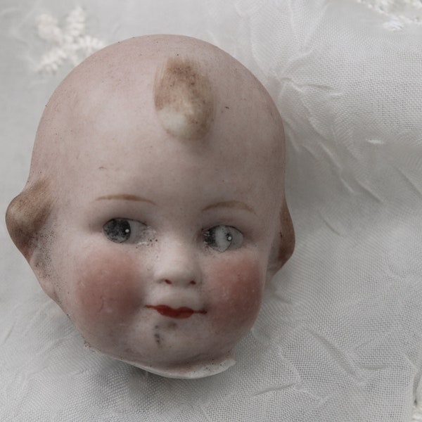 Broken Baby Doll Head Antique Unglazed Painted Porcelain German