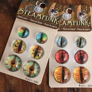 Dragon Eyes 3 sizes colors by Steampunk for Jewelry Sculpture, Mixed Media