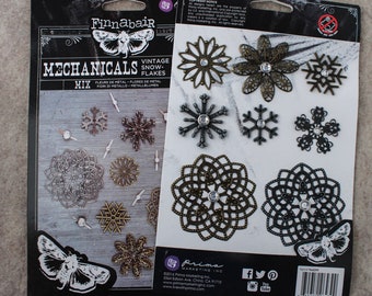 Filigree Snow Flakes Finnabair Mechanicals Metal 8 pieces for Jewelry Mixed Media