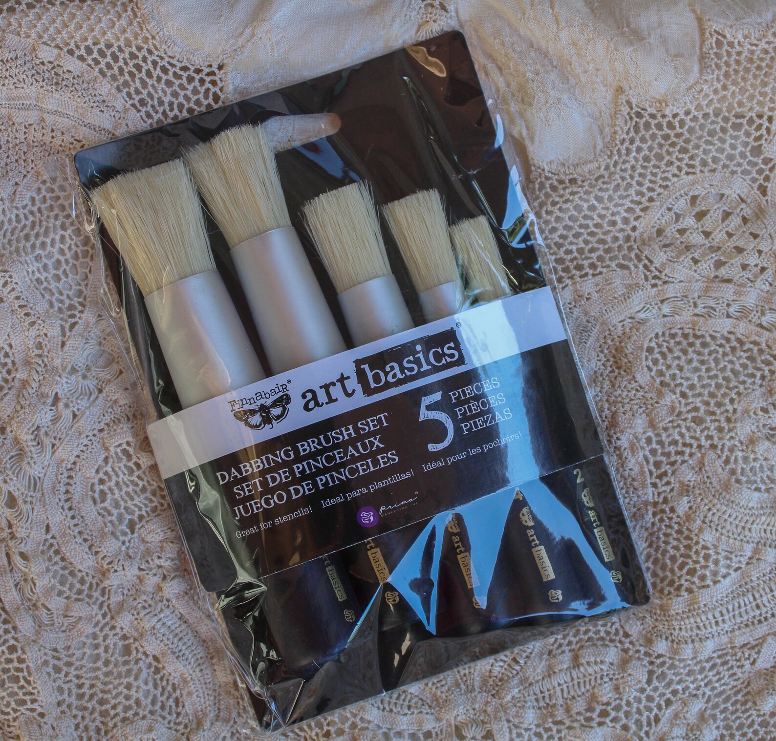 Dabbing Brush Set of 5 Stencil Round Flat Art Basics Prima Etsy