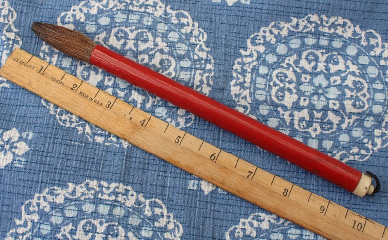 Japanese Calligraphy Brush FUDE Vintage Red Handle SHODO Sumi-E image 4