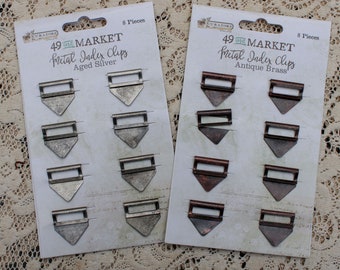 Metal Index Clips Curators 49 and Market Antique Brass and Aged Silver Finishes