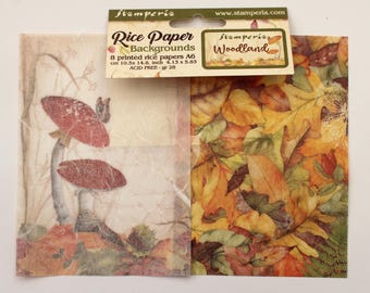 和紙8枚セット 森の背景 A6サイズ 4.13 x 5.83インチ