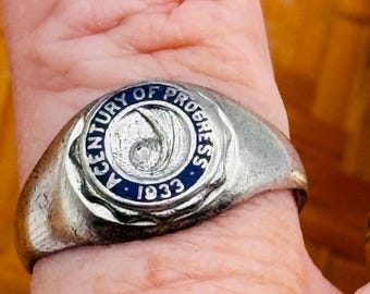 1933 Sterling Silver A Century of Progress Ring Chicago Worlds Fair