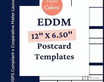 EDDM Postcard Template Canva Mailer Design Business Marketing Flyer Print Ready Ads 12 X 6.5 Indicia USPS Compliant Layout