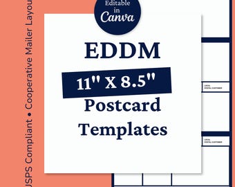EDDM 8.5 x 11 Canva Template Direct Mail USPS Compliant Design Indicia Postcard Marketing Business Advertising Kit Cooperative Mailer