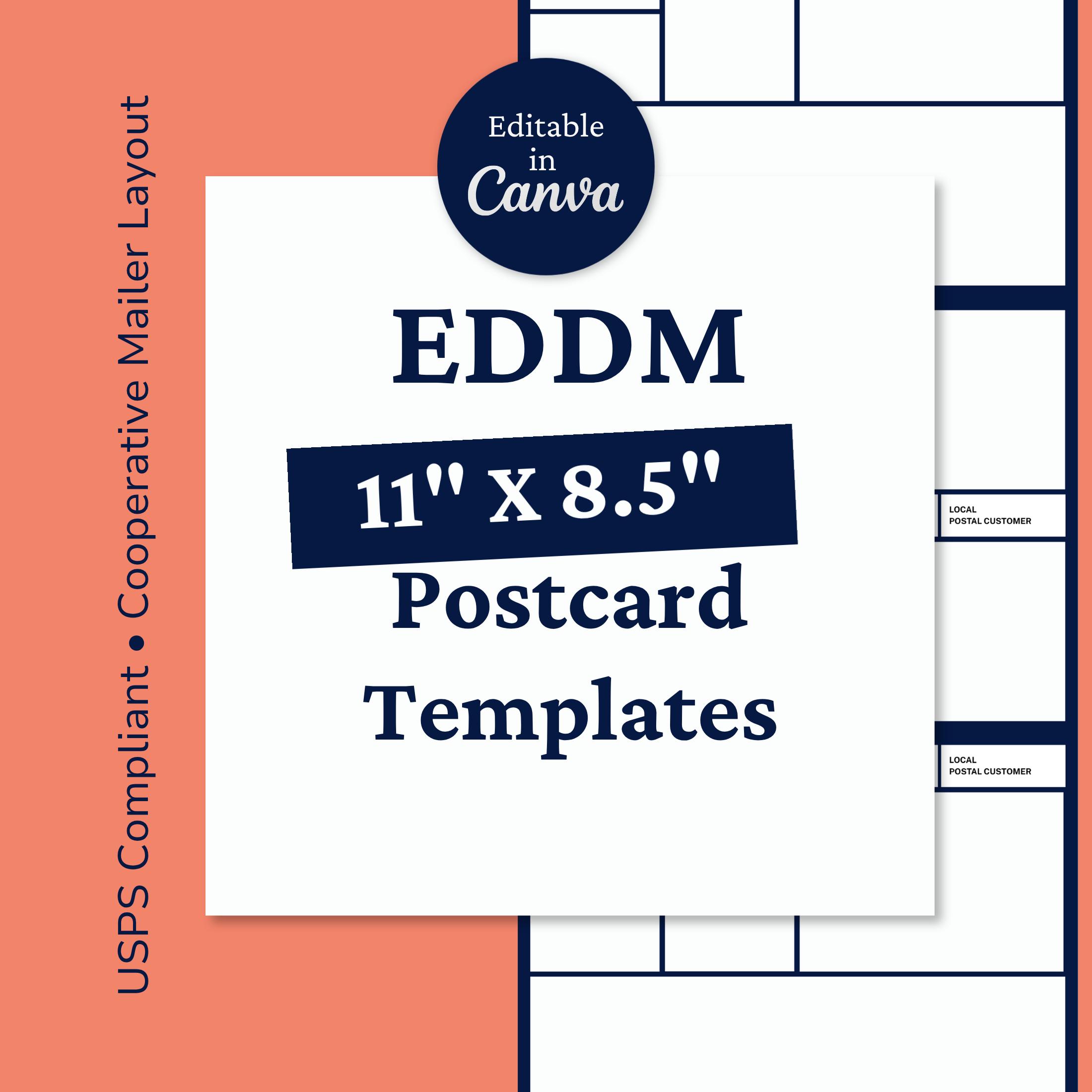 EDDM 8.5 x 11 Canva Template Direct Mail USPS Compliant Design Indicia Postcard Marketing Business Advertising Kit Cooperative Mailer