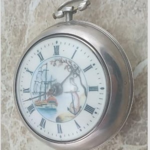 Colonial &Trafalgar Silver Verge Dereham Royal Navy Pair Case Pocket Watch 1776