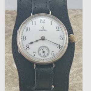 Oszałamiający zegarek na rękę Omega z czasów I wojny światowej, srebrny zegarek oficerski z okresu okopów z 1916 r.