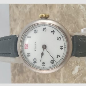 Zegarek na rękę Rolex z okresu I wojny światowej, srebrny, oficerski, z okresu okopów, 1918 r.