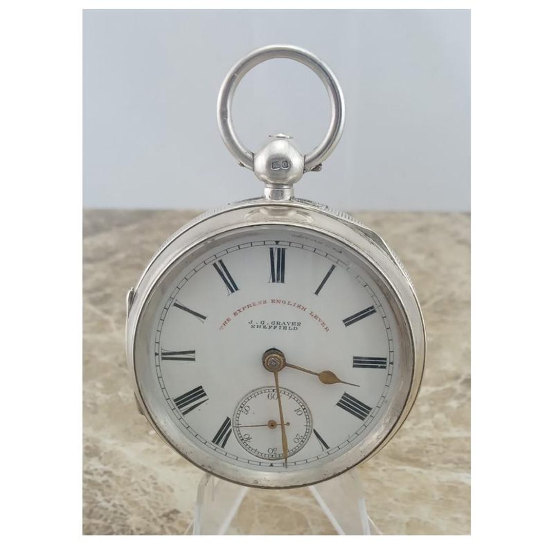Stunning Silver J G Graves of Sheffield Non-fusee LWC Lever Pocket