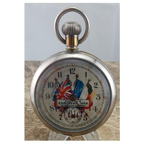 Trench 4-Flag DIaI Ingersoll Souvenir - European War Pocket Watch December 1914