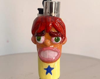 face Lighter Case • Clay Lighter Holder •   gift for Smokers