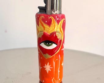 Evil Eye Lighter Case | Celestial clipper Holder Sleeve |   gift for Smokers