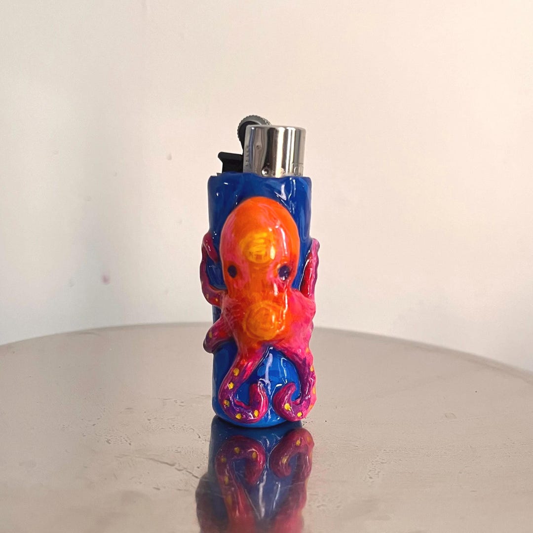 EDC Octopus Lighter Case , Uv-glow Clay Holder , Handmade Clipper ...