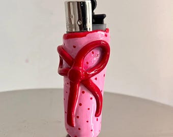 Handmade Pink Bow Lighter Case | girly things | Reusable Cute  Sleeve   gift for Smokers