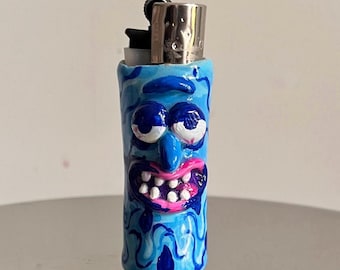 Melting Blue squid Lighter Case | clipper Lighter Cover | gift for Smokers