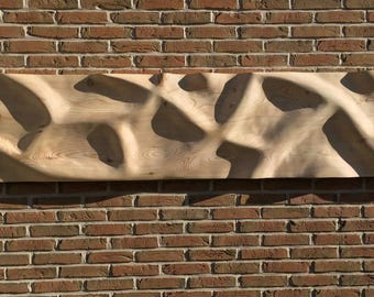 Solid wood wall sculpture - Handcrafted wall decoration - Handmade wooden wall art