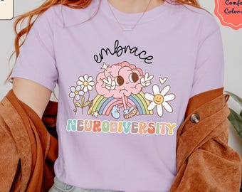 Embrace Neurodiversity Retro Graphic T-Shirt, Autism Acceptance Tee