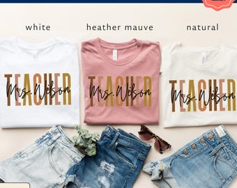 Personalized Teacher Shirt, Color Block Name Design, Back To School Tee