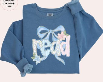 Bluza dla nauczyciela Read, wstążka z motywem kwiatowym, wygodne kolory, okrągły dekolt