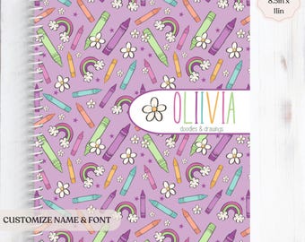 Personalized Kids Sketchbook, Custom Name Art Journal (8.5 X 11 inches)