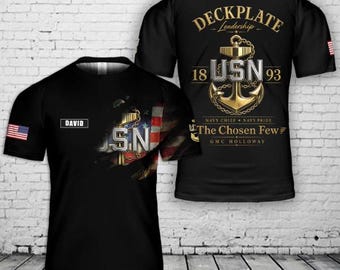 Personalized  Chief CPO 3D Shirt, USN Chief Petty Officer Custom Gift Tee, American Flag Military 3D Print Tshirt,  Retirement Gift