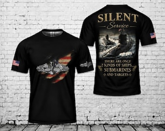 Silent Service Submarine T-Shirt, US Submariner Gift, Military Veteran Tee, Submarine Warfare Insignia Shirt, Patriotic  Men Tee Shirt