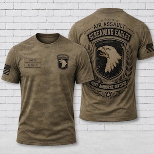 101st Airborne Screaming Eagles 3D T-shirt, Anpassad Heritage Elite Military T-shirt, Fallskärmsjägare Veteran Day T-shirt, Gåva för amerikanska arméns soldat