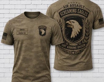 101st Airborne Screaming Eagles 3D T-Shirt, Custom Heritage Elite Military Shirt, Paratrooper Veteran Day Tee, US  Soldier Fan Gift