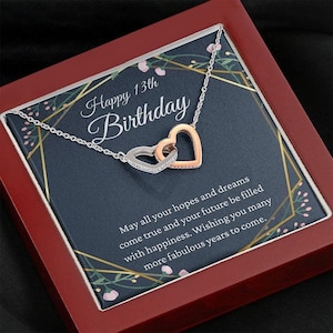 Collana per il 13° compleanno per ragazze, collana con cuori intrecciati, regalo di buon 13° compleanno, collana per ragazze adolescenti, regalo per tredicenni