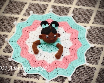 Crochet Black Doll, Lovey, Black Doll, Cuddle Buddy,