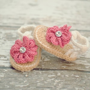 Crochet Baby Sandals with Flower, Baby Gladiator Sandals, MADE TO ORDER image 2