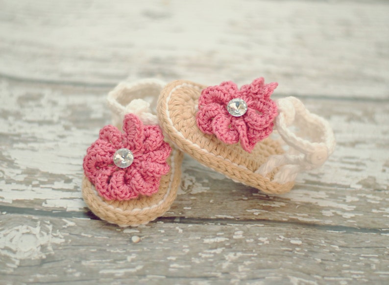 Crochet Baby Sandals with Flower, Baby Gladiator Sandals, MADE TO ORDER image 2