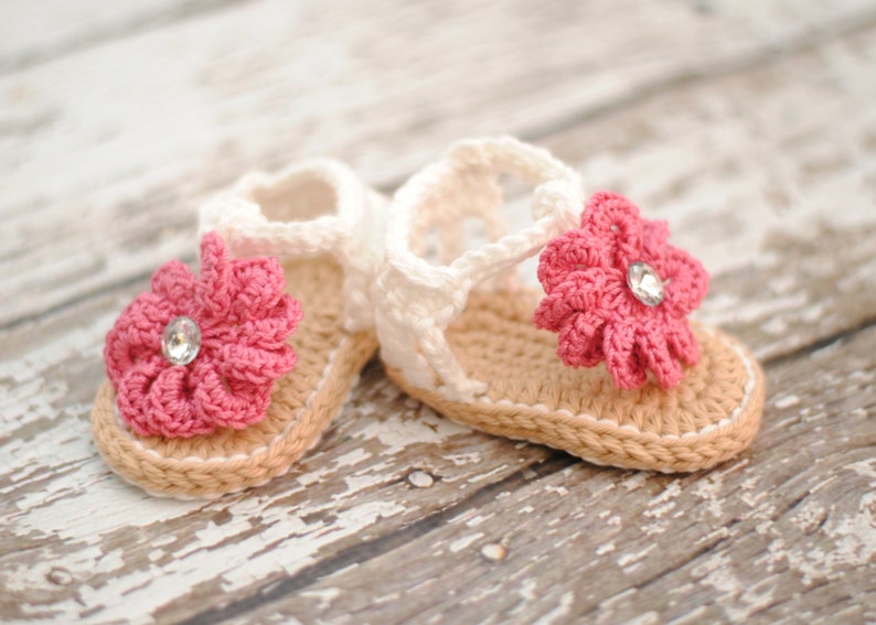 Crochet Baby Sandals with Flower, Baby Gladiator Sandals, MADE TO ORDER image 4