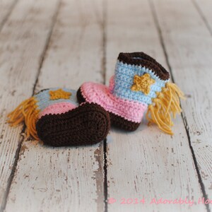 Baby Cowgirl Boots, Crochet Baby Booties, Fringe Boots, Infant Sizes, Newborn to 12 Months, Made to Order image 3