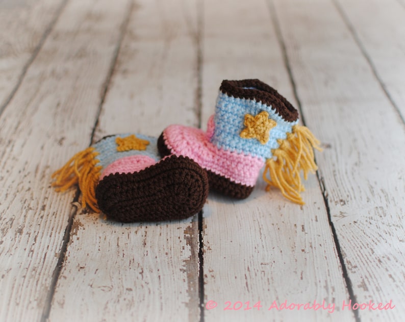 Baby Cowgirl Boots, Crochet Baby Booties, Fringe Boots, Infant Sizes, Newborn to 12 Months, Made to Order image 3