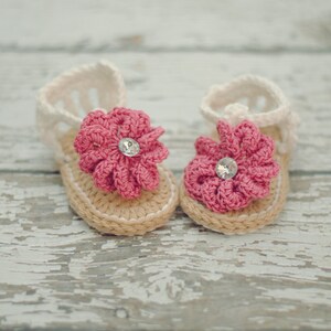 Crochet Baby Sandals with Flower, Baby Gladiator Sandals, MADE TO ORDER image 3