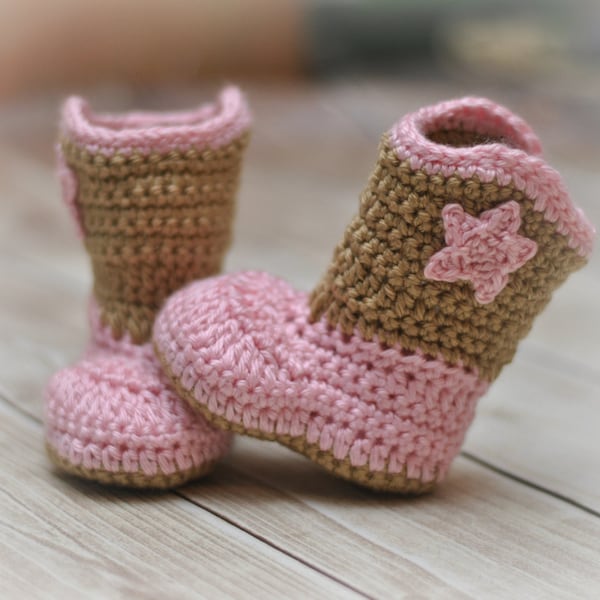 Baby Cowboy Cowgirl Boots, Crochet Baby Booties, Baby Booties, MADE TO ORDER