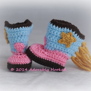 Baby Cowgirl Boots, Crochet Baby Booties, Fringe Boots, Infant Sizes, Newborn to 12 Months, Made to Order image 4