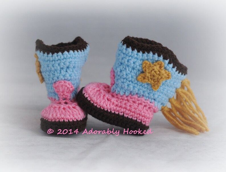 Baby Cowgirl Boots, Crochet Baby Booties, Fringe Boots, Infant Sizes, Newborn to 12 Months, Made to Order image 4