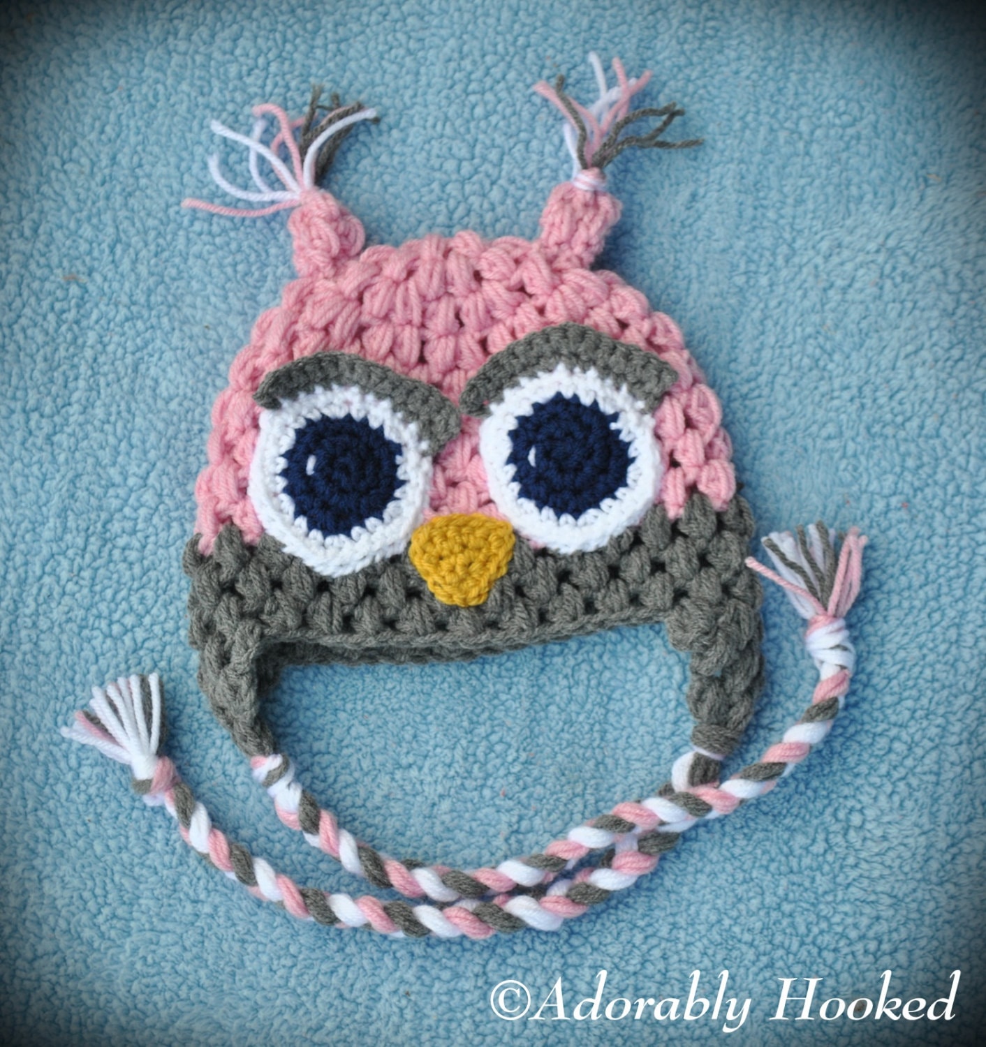 Crochet Owl Hat with Ear Flaps - MADE TO ORDER - Baby to Toddler Size