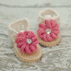 Crochet Baby Sandals with Flower, Baby Gladiator Sandals, MADE TO ORDER image 5